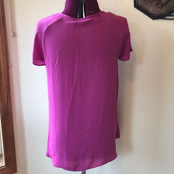 Mossimo Pink Short Sleeve SZ XS Blouse Target faux Wrap Womens Career - Picture 4 of 9